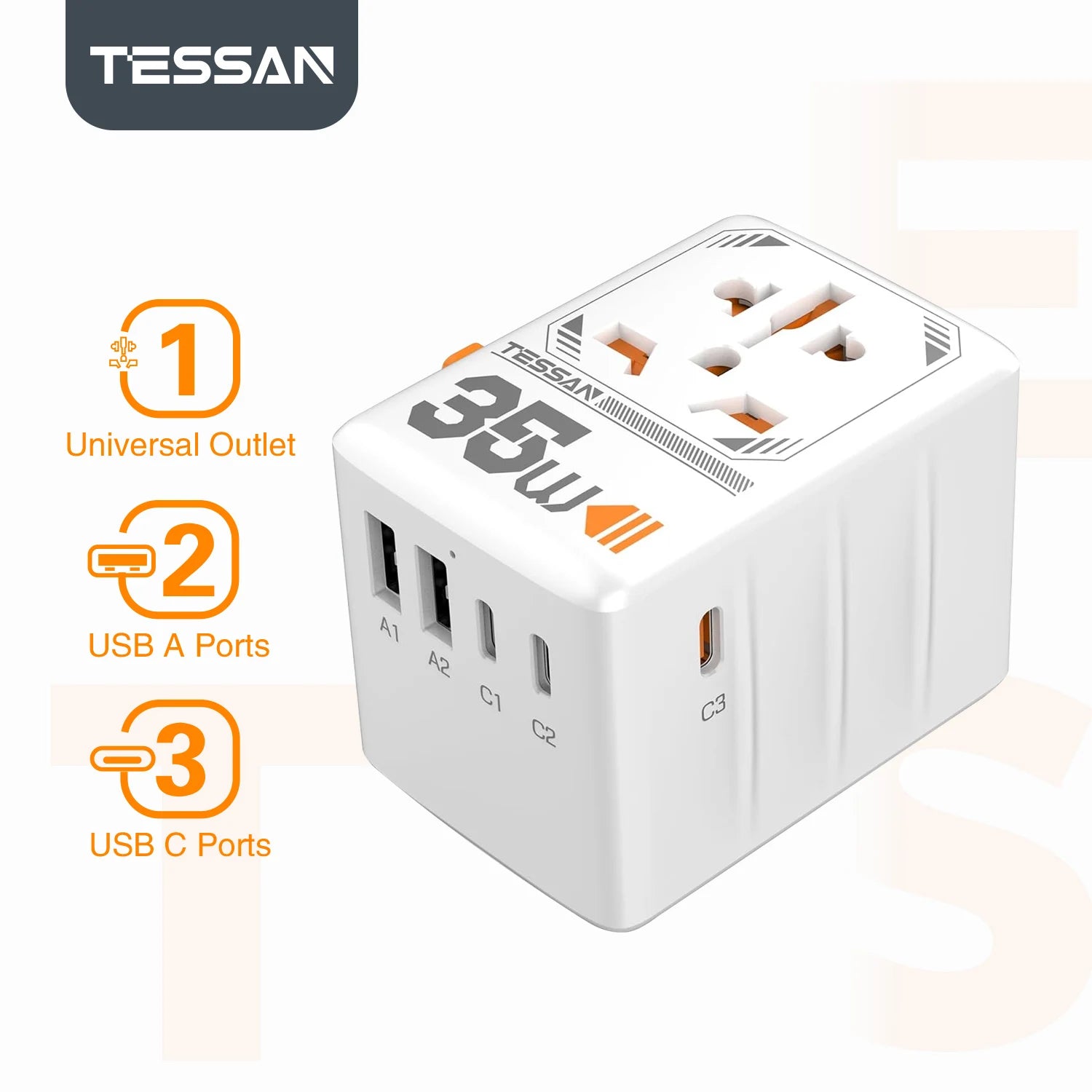 140W Universal GaN Travel Plug Adapter USB-C