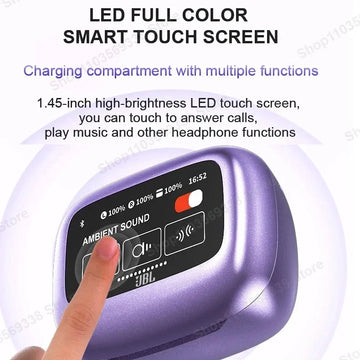 True Wireless Noise Cancelling Earbuds with Smart Display Case