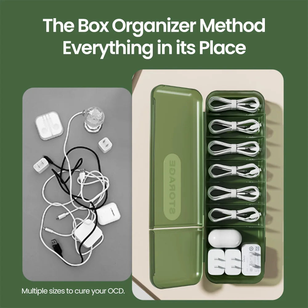 Cable Storage Box Organizer with 7 Compartments | Passport Gadgets
