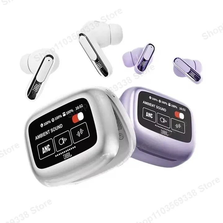 True Wireless Noise Cancelling Earbuds with Smart Display Case